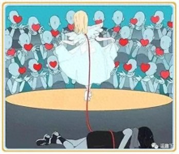 ​超级“讽刺”的人性图，天使背后是一个邪恶的人，枕头下的凶器